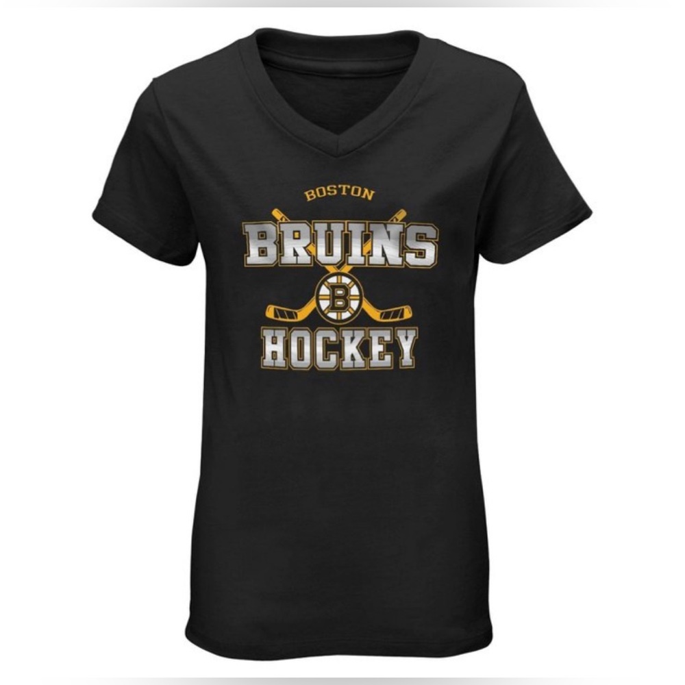 NHL Boston Bruins Girls' V-Neck T-Shirt - Large NWT